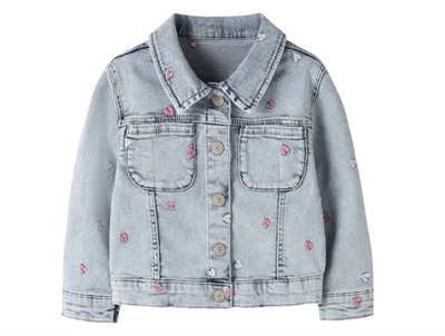 Name It denimjakke light blue bleached denim med hjerter