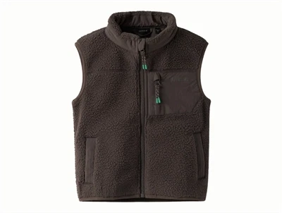 Name It teddyvest i brun nuance med lynlås