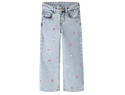 Name It jeans light blue bleached denim med hjerter