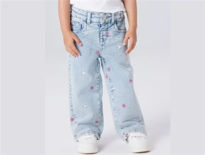 Name It jeans light blue bleached denim med hjerter