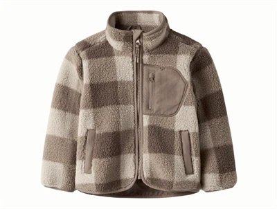 Name It teddyjakke i brun og beige tern