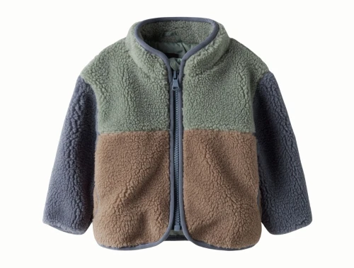 Name It teddy jakke i grøn nuance chinois green set forfra