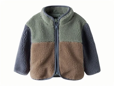 Name It teddy jakke i grøn nuance chinois green set forfra