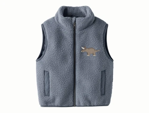 Name It teddy gilet i blå nuance med dinosaur broderi