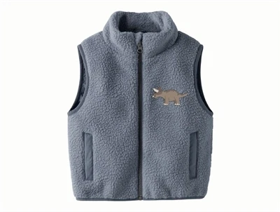 Name It teddy gilet i blå nuance med dinosaur broderi