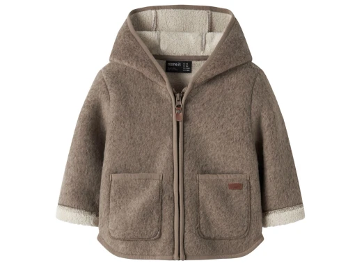 Name It fleecejakke walnut med hætte