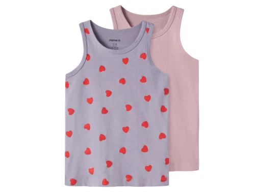 Name It undertøjstop lavender gray med hjerteprint 2-pak