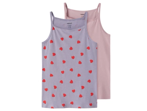 Name It undertøjstop lavender gray med hjerteprint 2-pak