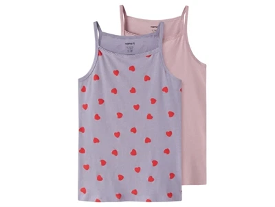 Name It undertøjstop lavender gray med hjerteprint 2-pak