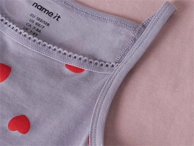 Name It undertøjstop lavender gray med hjerteprint 2-pak