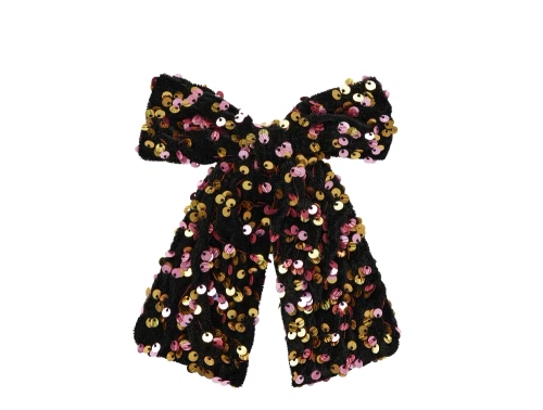 hårsløjfe fra Name It i sort med guld og pink pailletter