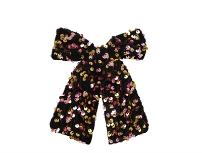 hårsløjfe fra Name It i sort med guld og pink pailletter