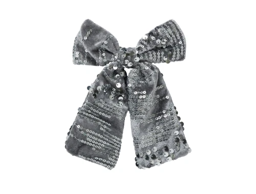 hårsløjfe fra Name It i grå med pailletter