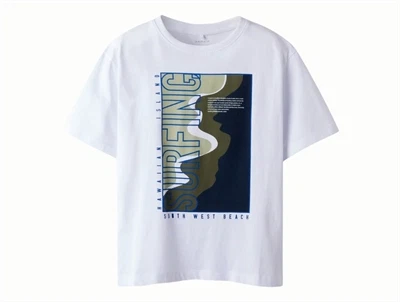 Name It t-shirt i hvid nuance bright white med surf print