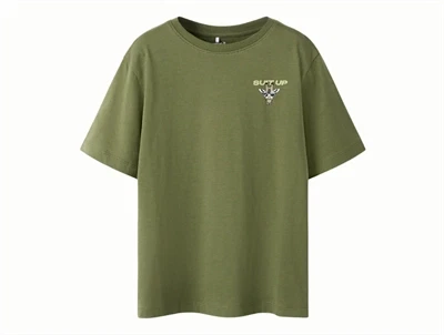 Name It t-shirt i grøn nuance olivine med giraffe print