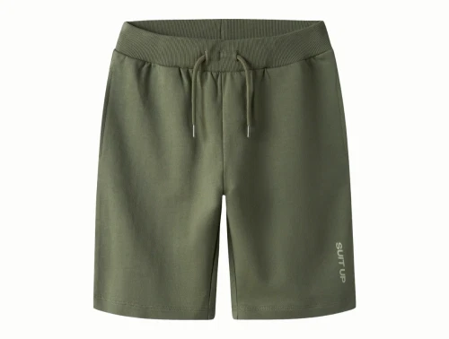 Name It sweatshorts i grøn nuance olivine med print på benet