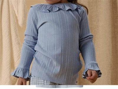 Lil' Atelier bluse zen blue med flæser