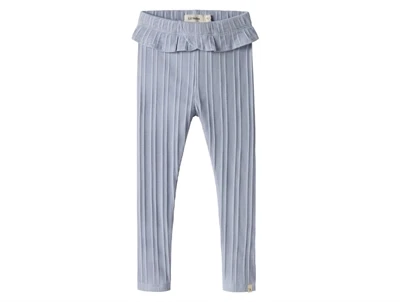 Lil' Atelier leggings zen blue med flæsekant