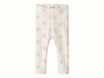 Lil' Atelier leggings i råhvid nuance med blomsterprint set forfra