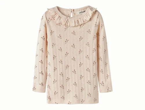 Lil\' Atelier bluse i sart lyserød nuance med blomsterprint set forfra