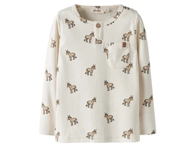 Lil' Atelier bluse coconut milk med æselprint