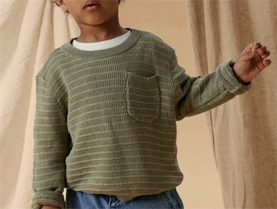 Lil\' Atelier striktrøje seagrass med brystlomme