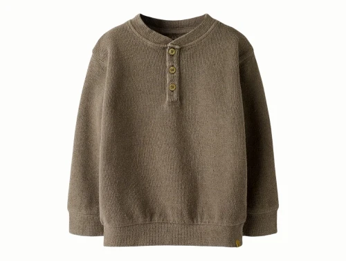 Lil\' Atelier sweatshirt i brun nuance med knaplukning set forfra