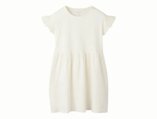 Name It midi kjole i råhvid nuance gardenia med flæseærmer