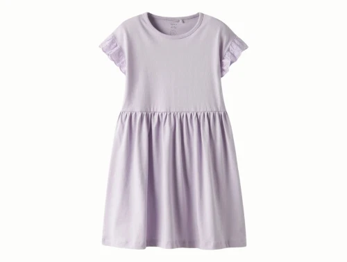 Name It midi kjole i lilla nuance orchid petal med flæseærmer