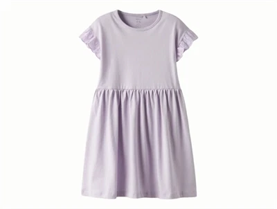 Name It midi kjole i lilla nuance orchid petal med flæseærmer