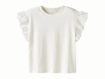 Name It top i råhvid nuance gardenia med flæseærmer