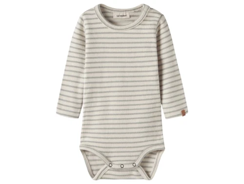 Lil\' Atelier BABY body i råhvid nuance med grå striber