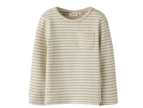 Lil\' Atelier MINI top i råhvid nuance med grå striber og brystlomme