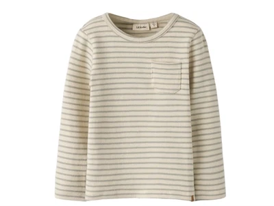 Lil' Atelier MINI top i råhvid nuance med grå striber og brystlomme
