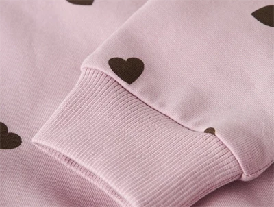 name it mini sweatshirt lyserød med hjerteprint