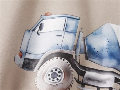 name it mini sweatshirt island fossil med lastbilprint tæt på