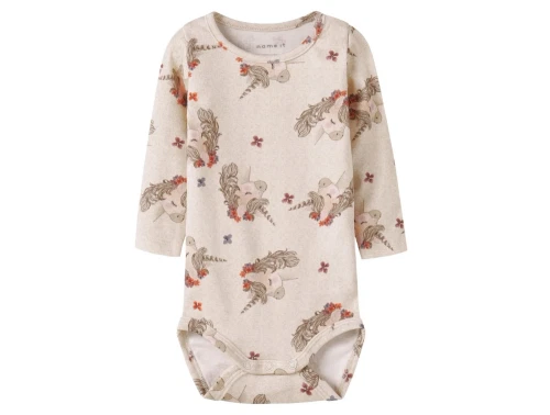 Name It Baby body i peyote melange med enhjørningeprint