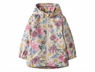 Name It jakke i beige nuance med blomsterprint foran