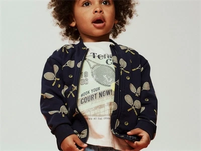 Name It sweatcardigan navy blazer med tennisprint