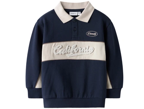 Name It sweatbluse polo navy blazer med collegebroderi