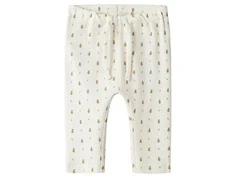 lil' atelier bukser i råhvid med pæreprint og bindebånd, set forfra