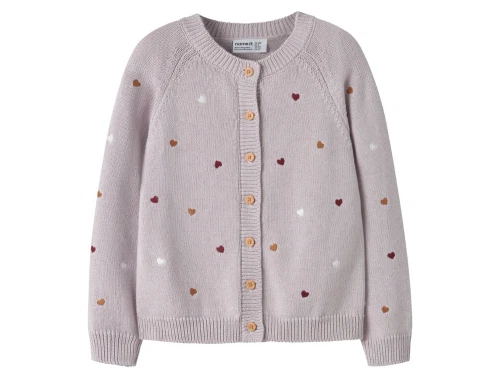 Name It cardigan i lilla nuance med små hjerter