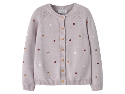 Name It cardigan i lilla nuance med små hjerter