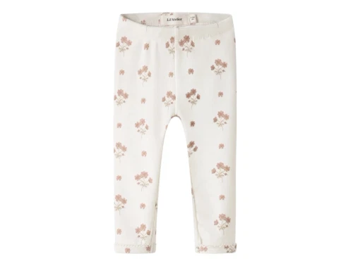 Lil\' Atelier leggings i råhvid nuance med rosa blomsterprint