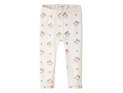 Lil' Atelier leggings i råhvid nuance med rosa blomsterprint