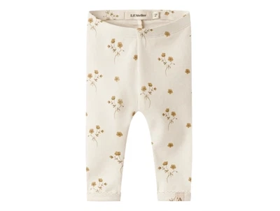 Lil' Atelier leggings i råhvid nuance med blomsterprint
