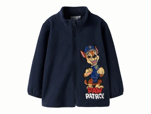 Name It fleece cardigan i mørkeblå nuance med Paw Patrol motiv foran
