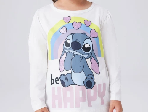 Name It bluse cloud dancer med Stitch og glitter print