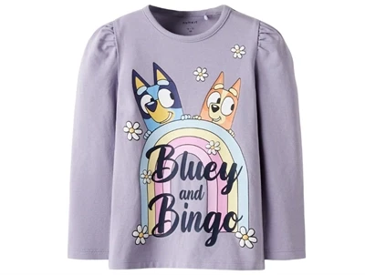 Name It bluse lavender gray med Bluey og Bingo print