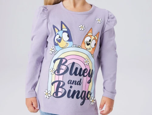 Name It bluse lavender gray med Bluey og Bingo print